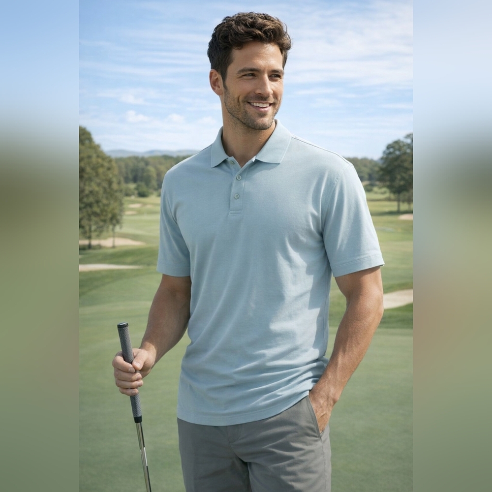 StormTech Men's Performance Edition H2X Dry Ice Blue Polo Shirt Size Med